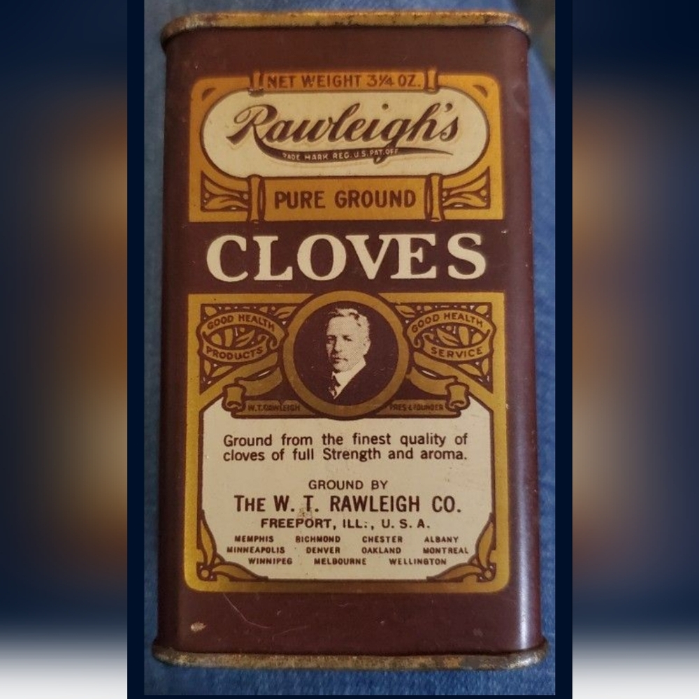 3-Vintage Rawleigh's Allspice, Cloves and Cream of Tartar.